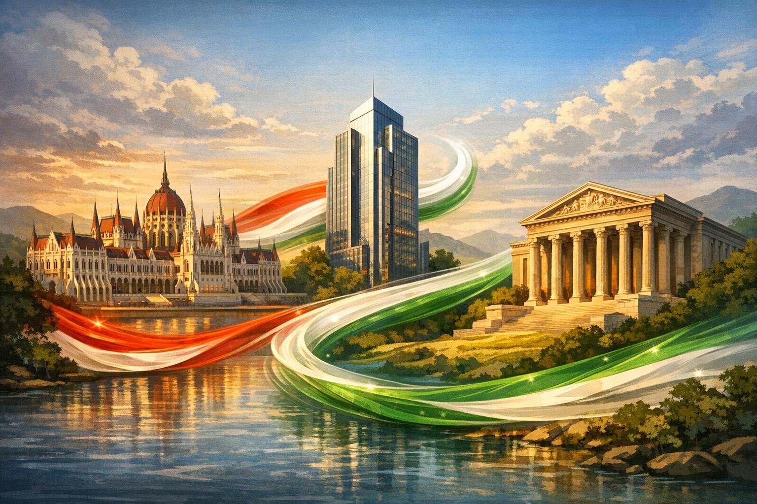 Grafikus ábra a magyar állam hatalmi ágairól, intézményrendszeréről és működéséről